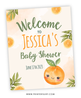 Orange Baby Shower Welcome Sign